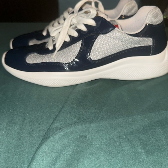 Prada Men's Navy and White Sneakers - Picture 5 of 6